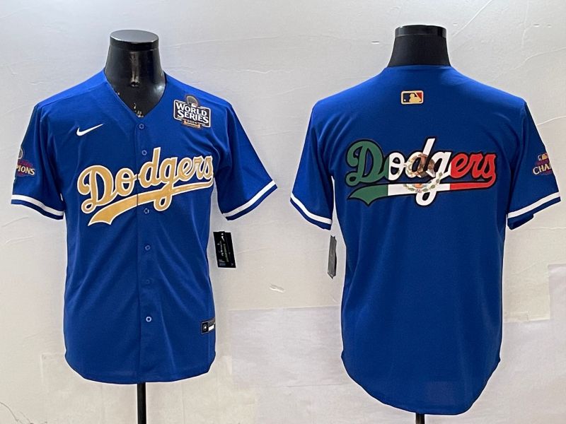 Men Los Angeles Dodgers Blank Blue Champion gold character 2025 Nike MLB Jersey style 9->los angeles dodgers->MLB Jersey